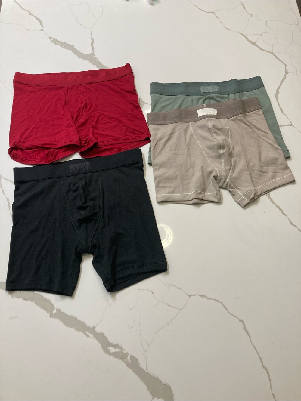 SKIMS Men's Boxer Briefs Bundle - Red, Black, Green, Tan
